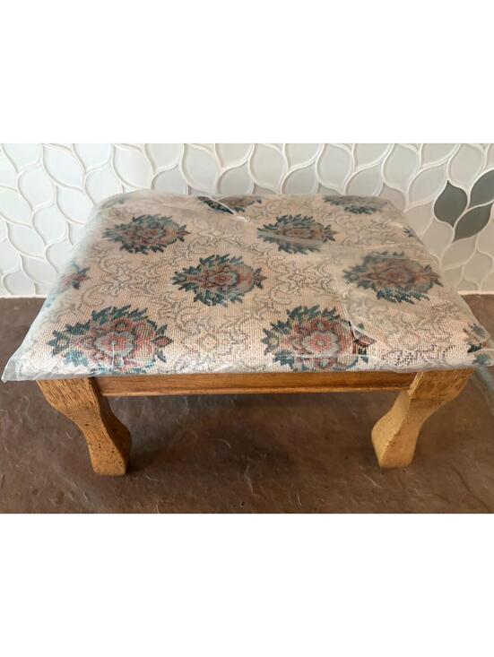 Other - Vintage Rosalco Commodore Wood Foot Stool Tapestry Top With Wood Legs